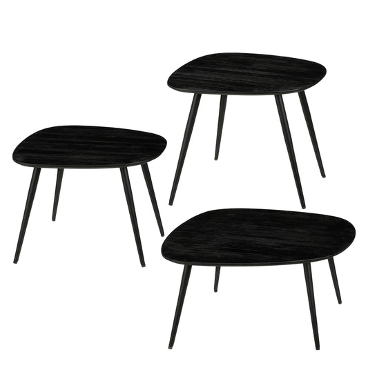 Jailey Side Table Black Set Of 3 - L62Xw52Xh34Cm
