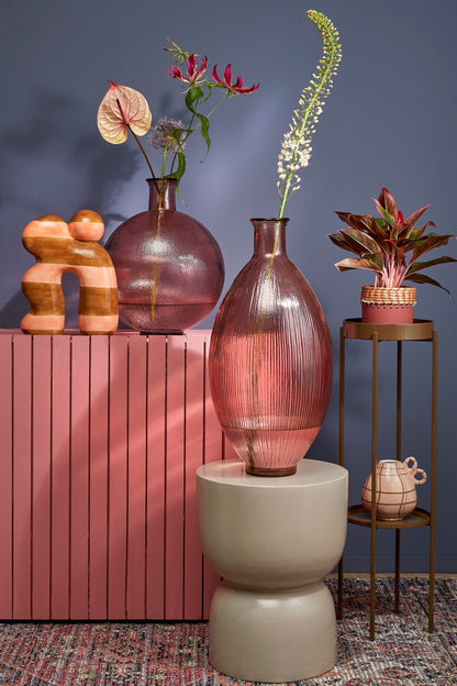 Firenza Bottle Recycled Glass L. Pink - H59Xd29Cm