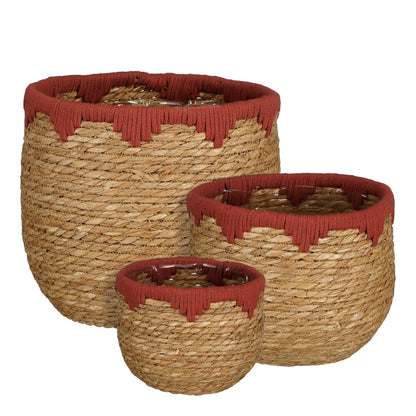 Jorck Basket Round Red Set Of 3 - H24Xd26Cm