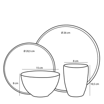 Tabo Dinnerware Set Grey 16 Pieces