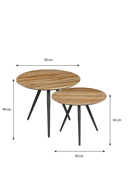 Jailey Side Table Brown Set Of 2 - H49Xd50Cm