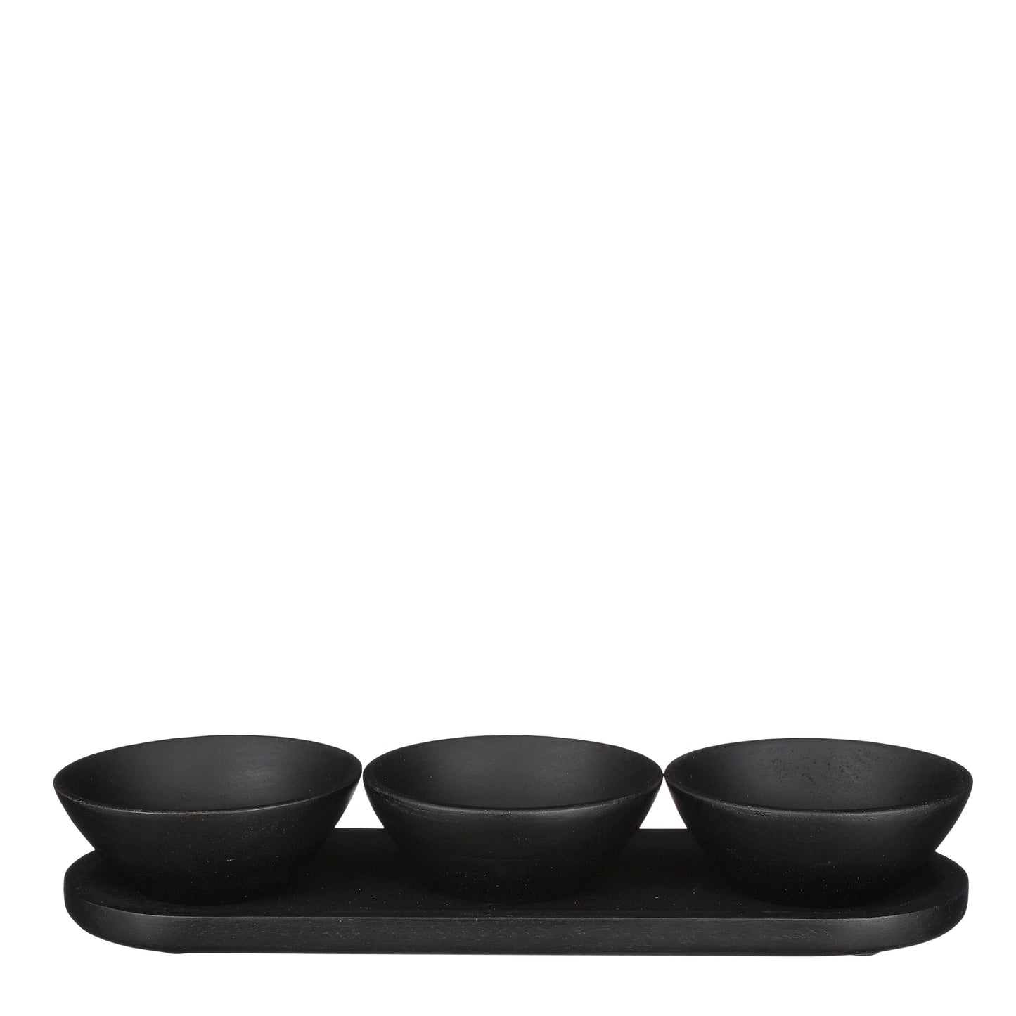 Tomar Bowl On Tray Black 4 Pieces Fsc 100% - L36Xw12Xh5Cm