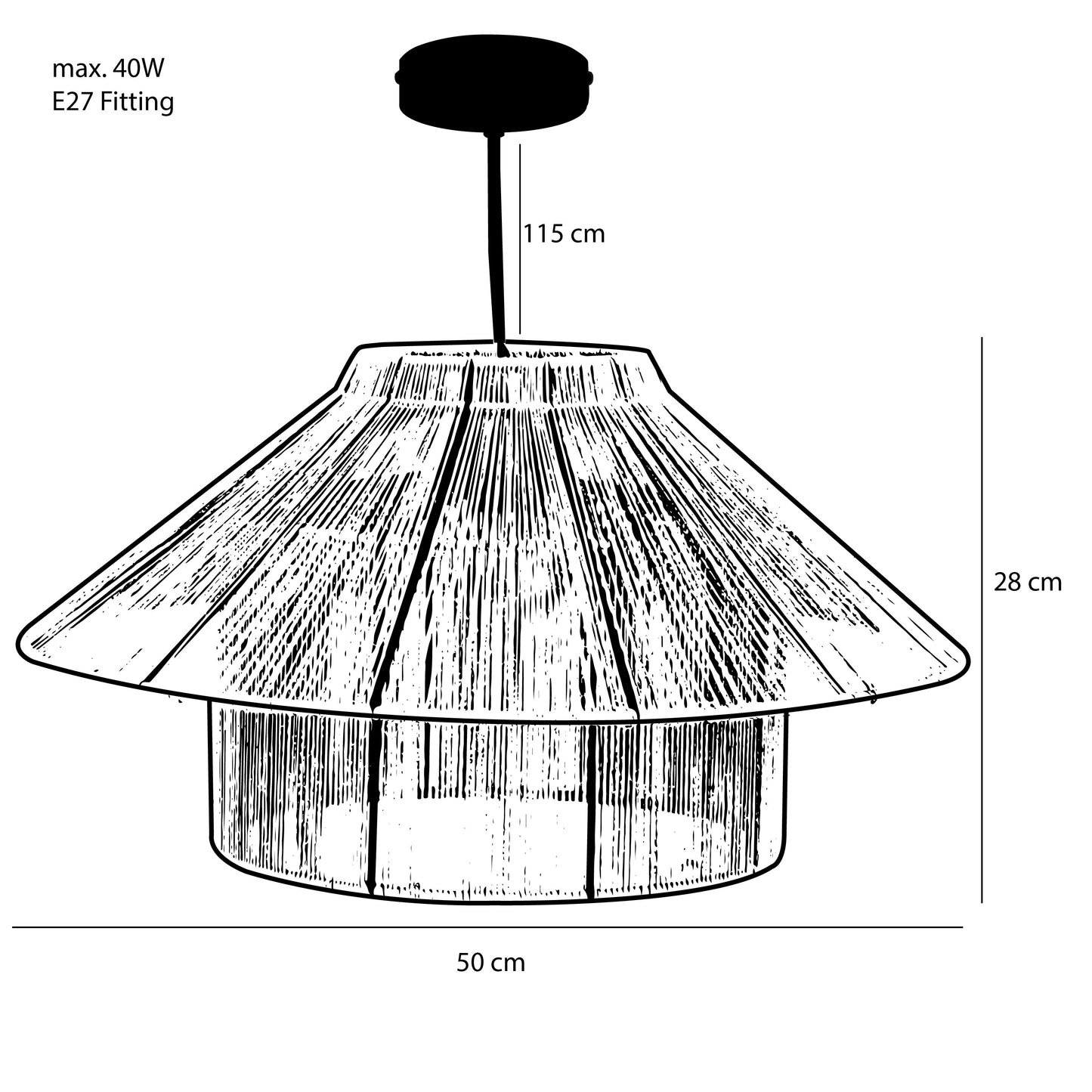 Elsa Hanging Lamp - H28 X Ø50 Cm - Jute - Light Brown