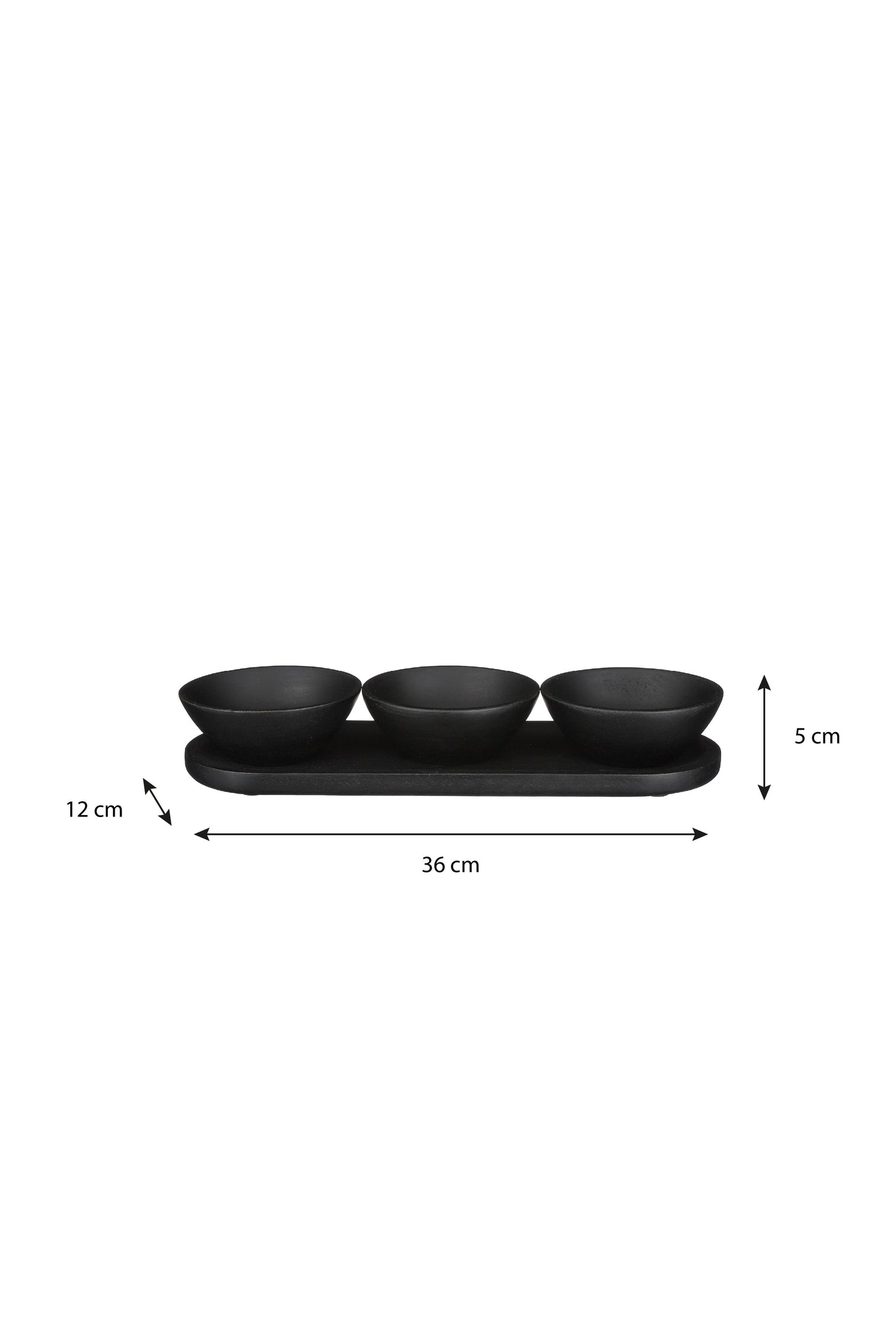 Tomar Bowl On Tray Black 4 Pieces Fsc 100% - L36Xw12Xh5Cm