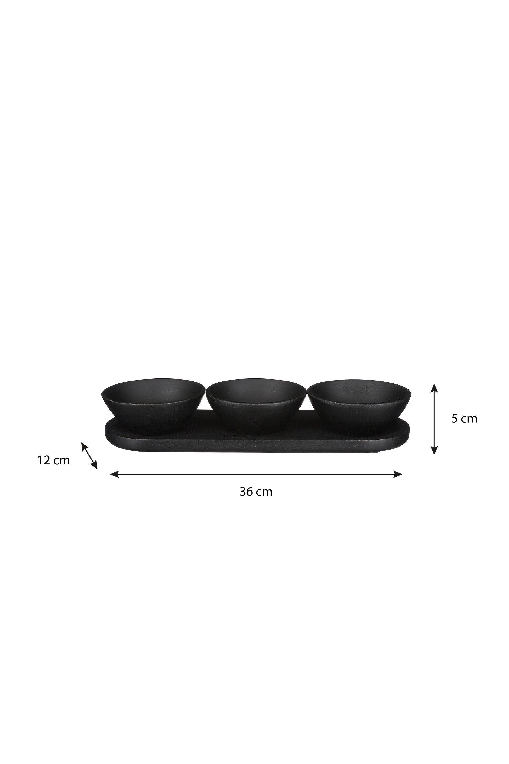Tomar Bowl On Tray Black 4 Pieces Fsc 100% - L36Xw12Xh5Cm