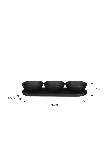 Tomar Bowl On Tray Black 4 Pieces Fsc 100% - L36Xw12Xh5Cm