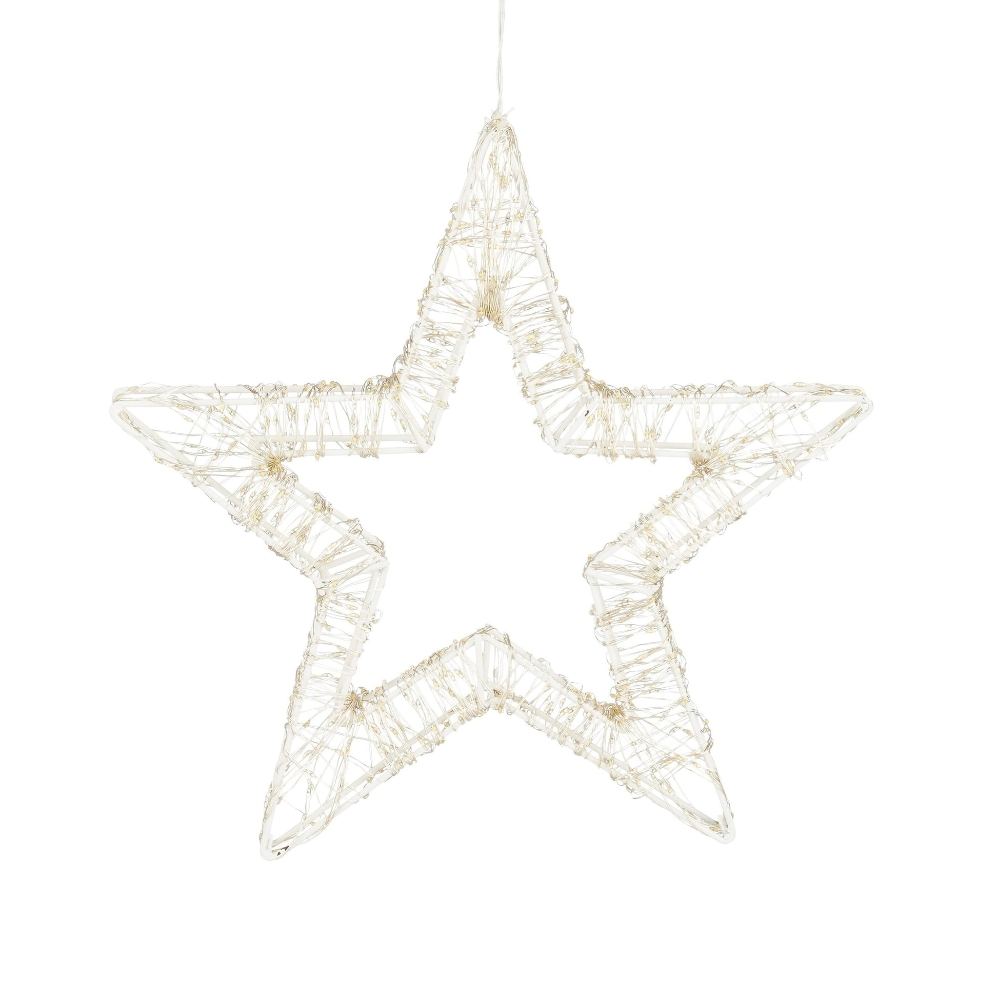 Hanging Star With Warm White Led Lighting - Ø36 Cm - Metal - White