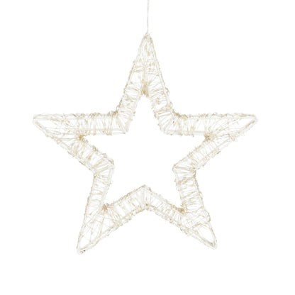 Hanging Star With Warm White Led Lighting - Ø36 Cm - Metal - White