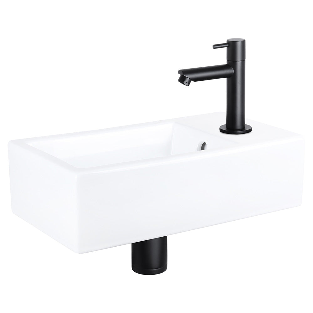 Force Fonteinset - Keramiek - Kraan Recht Mat Zwart - 40 X 22 X 11.5 Cm
