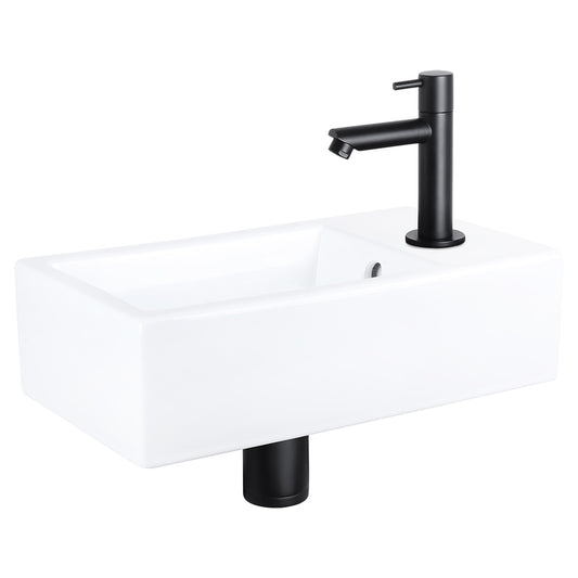 Force Fonteinset - Keramiek - Kraan Recht Mat Zwart - 40 X 22 X 11.5 Cm