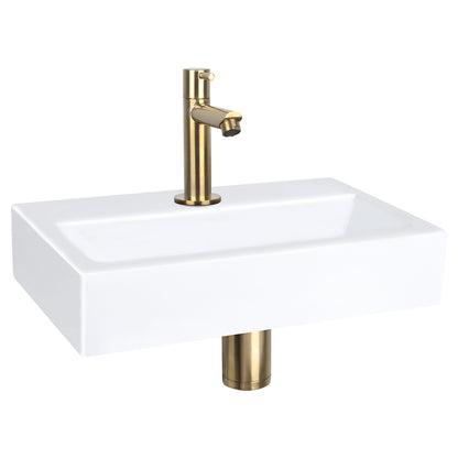 Flat Fonteinset - Keramiek - Kraan Recht Mat Goud - 38 X 24 X 7 Cm