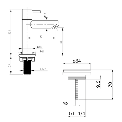 Force Fonteinset - Keramiek - Kraan Recht Mat Zwart - 40 X 22 X 11.5 Cm