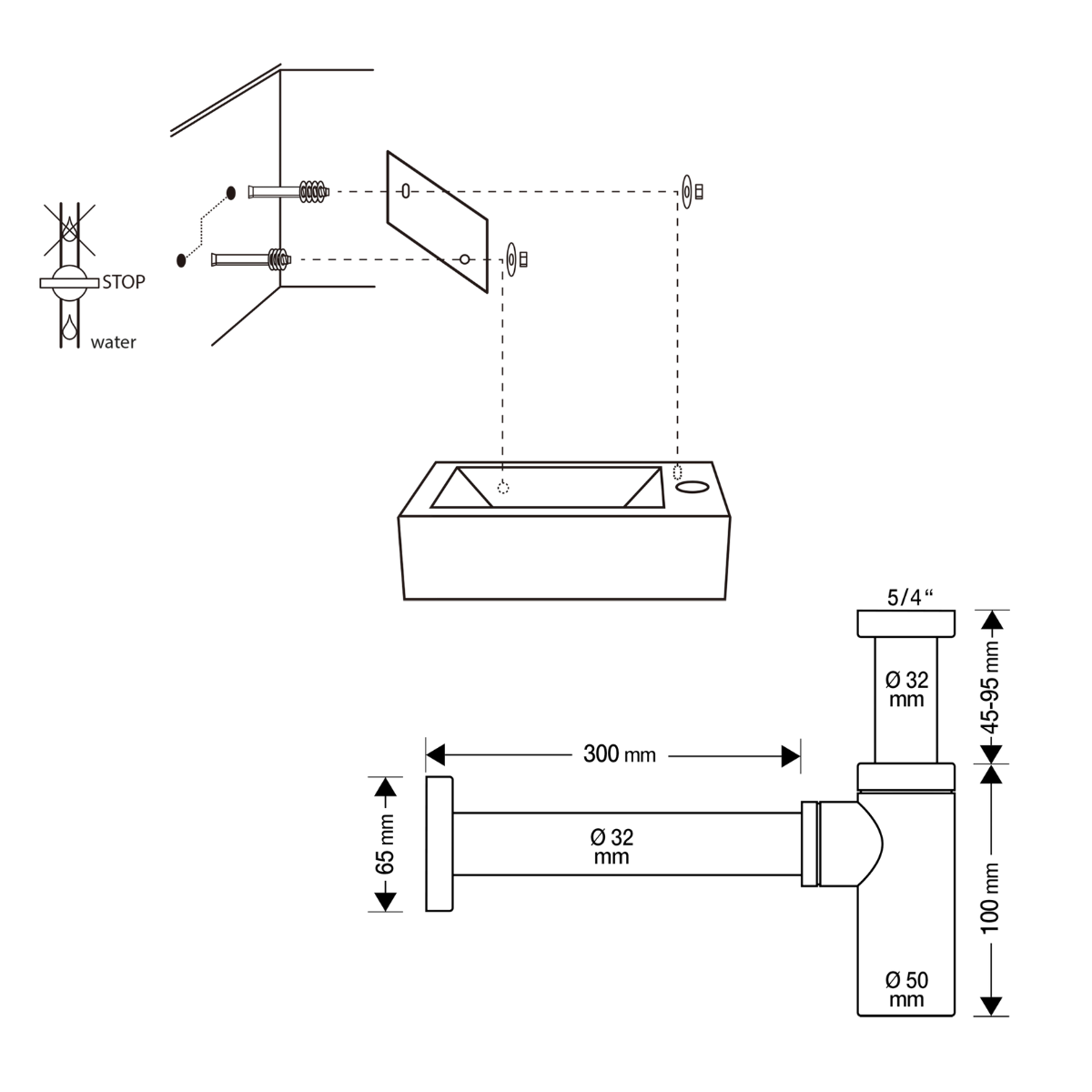 Force Fonteinset - Keramiek - Kraan Recht Mat Zwart - 40 X 22 X 11.5 Cm