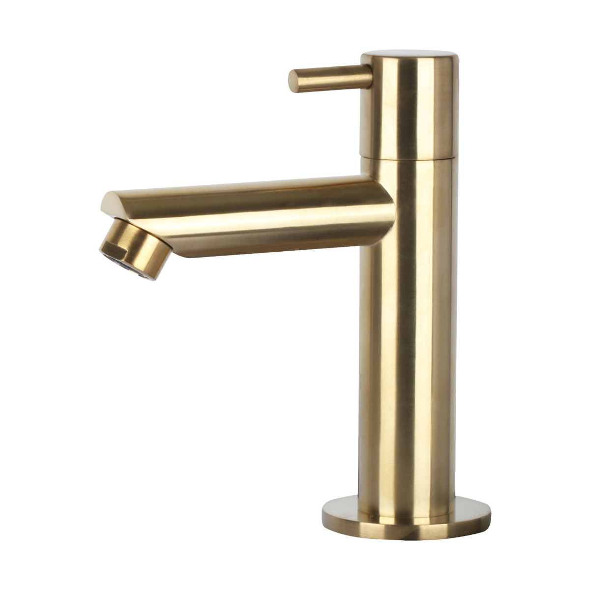 Helios Fonteinset - Keramiek Wit - Koudwaterkraan Recht Mat Goud - Kraan Links - Always Open Afvoerplug - 37.5 X 18.5 X 9 Cm