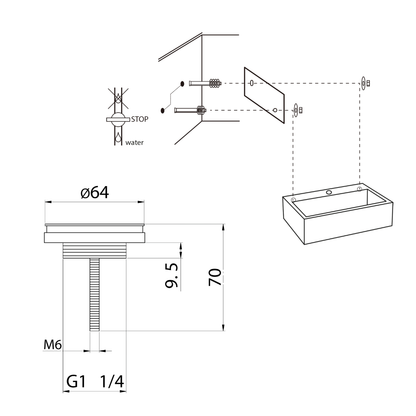 Flat Fonteinset - Keramiek - Kraan Recht Mat Chroom - 38 X 24 X 7 Cm