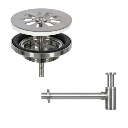 Flat Fonteinset - Keramiek - Kraan Recht Mat Chroom - 38 X 24 X 7 Cm