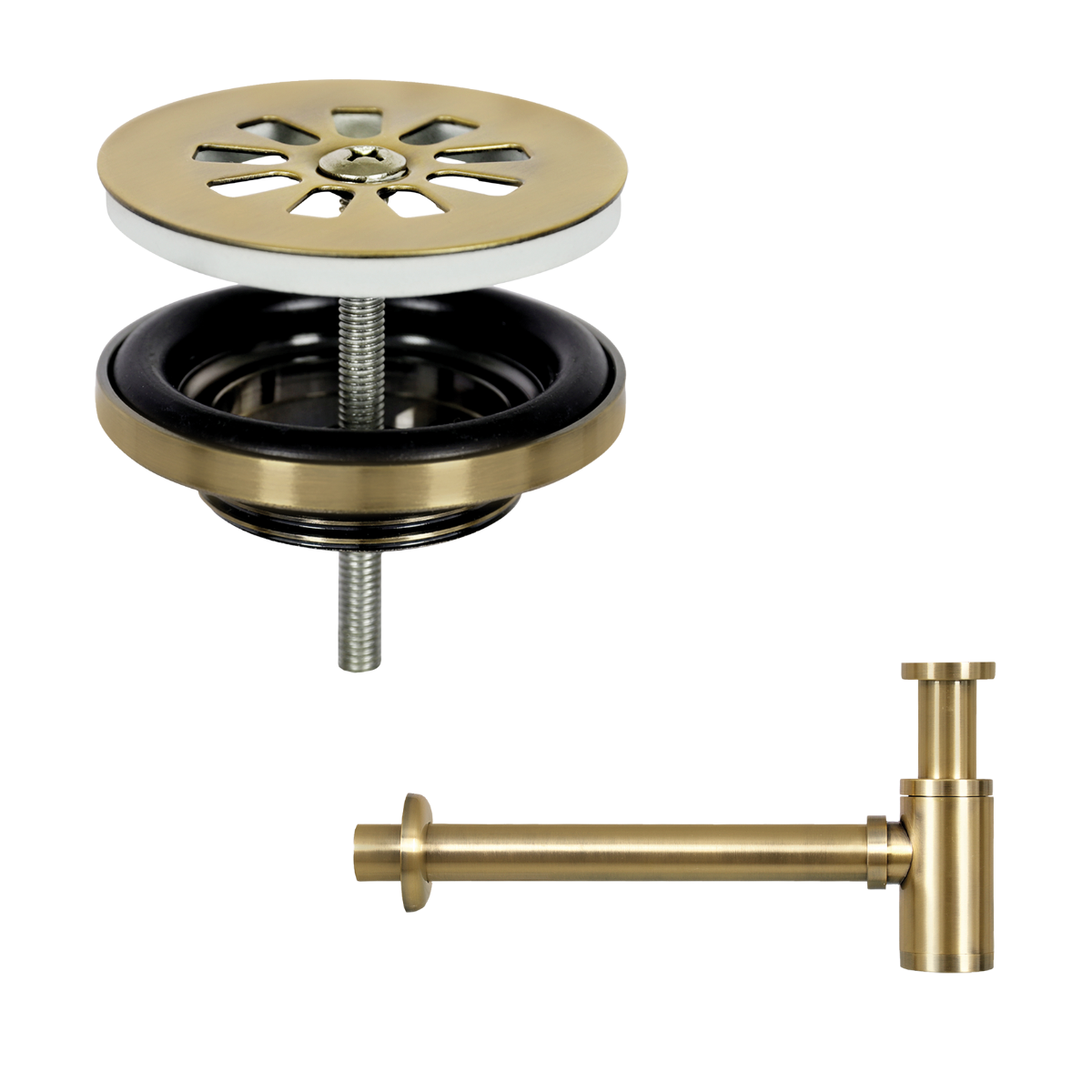 Flat Fonteinset - Keramiek - Kraan Recht Mat Goud - 38 X 24 X 7 Cm