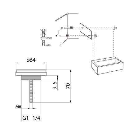 Flat Fonteinset - Keramiek - Kraan Recht Mat Zwart - 38 X 24 X 7 Cm
