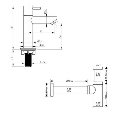 Flat Fonteinset - Keramiek - Kraan Recht Mat Zwart - 38 X 24 X 7 Cm