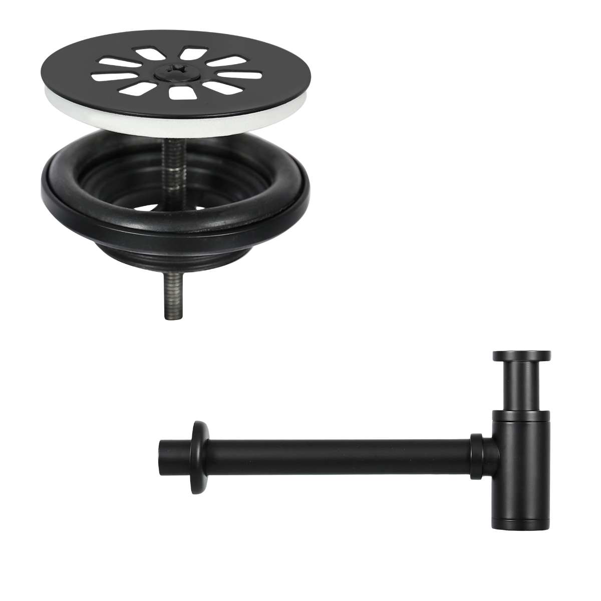 Flat Fonteinset - Keramiek - Kraan Recht Mat Zwart - 38 X 24 X 7 Cm