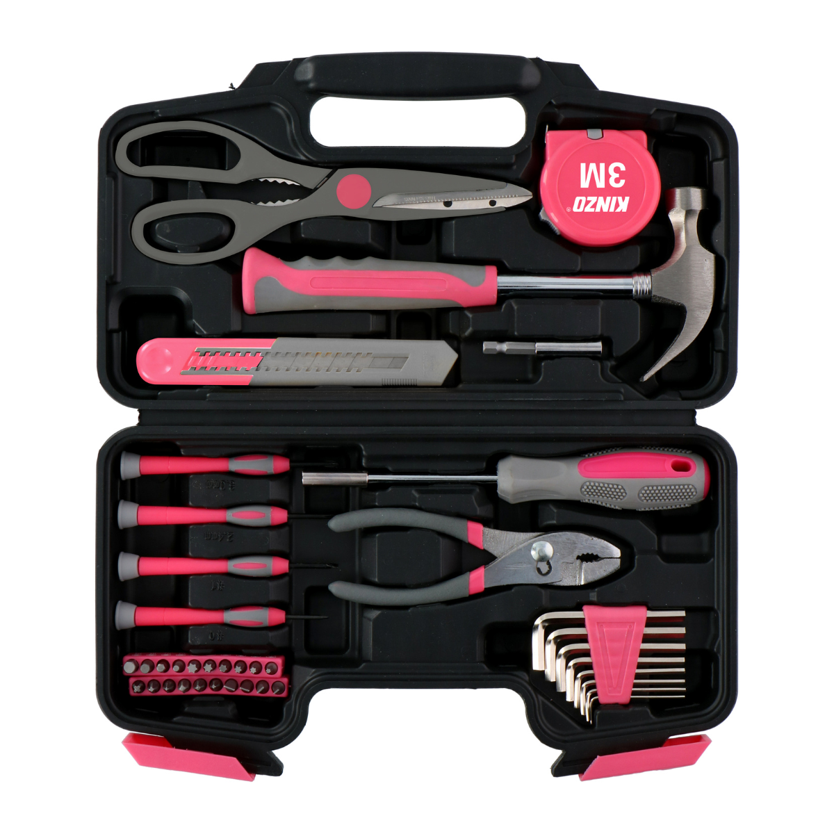 Kinzo Gereedschapsset 39 Stuks - Voor Huishoudelijk Gebruik - Pink