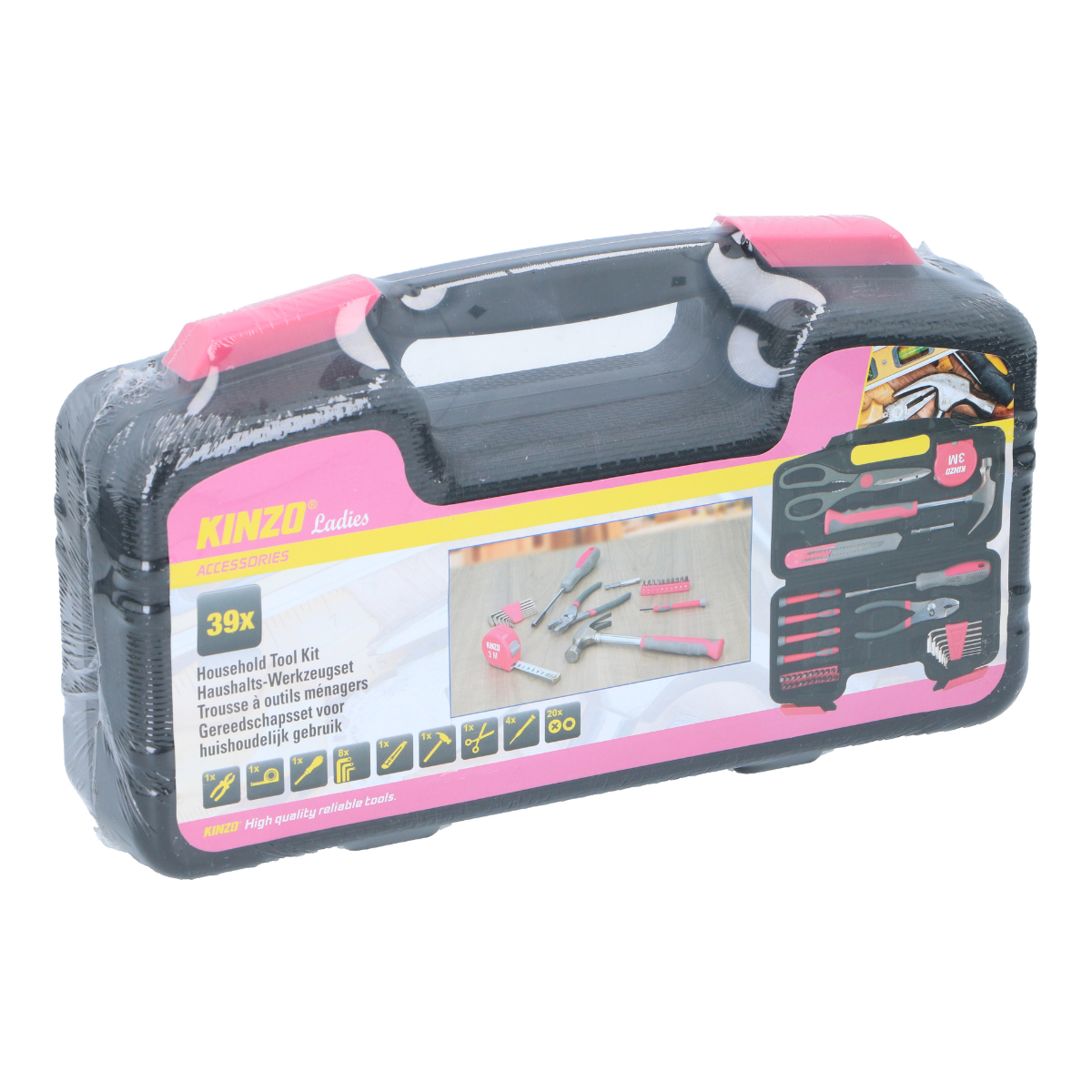 Kinzo Gereedschapsset 39 Stuks - Voor Huishoudelijk Gebruik - Pink