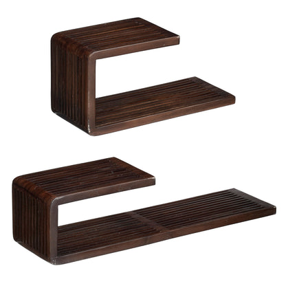 Josha Wandplank Donkerbruin Set Van 2