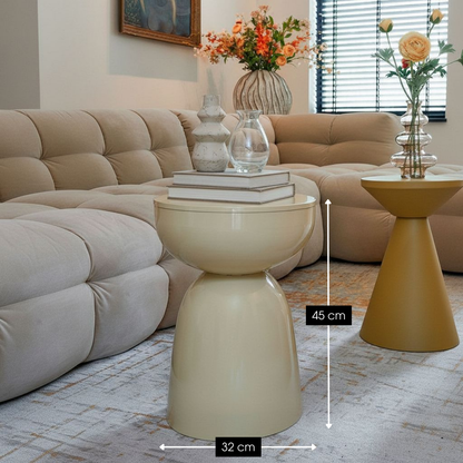 Elliot Bijzettafel - H45 X Ø32 Cm - Ijzer - Beige