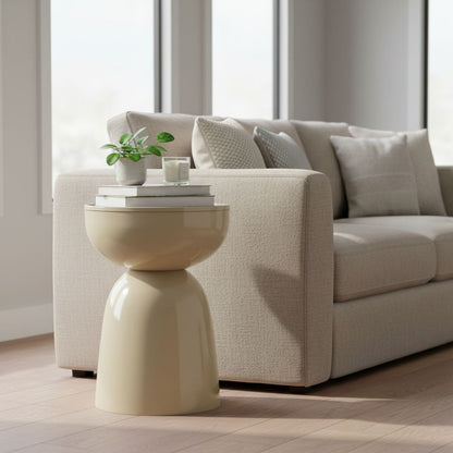 Elliot Bijzettafel - H45 X Ø32 Cm - Ijzer - Beige