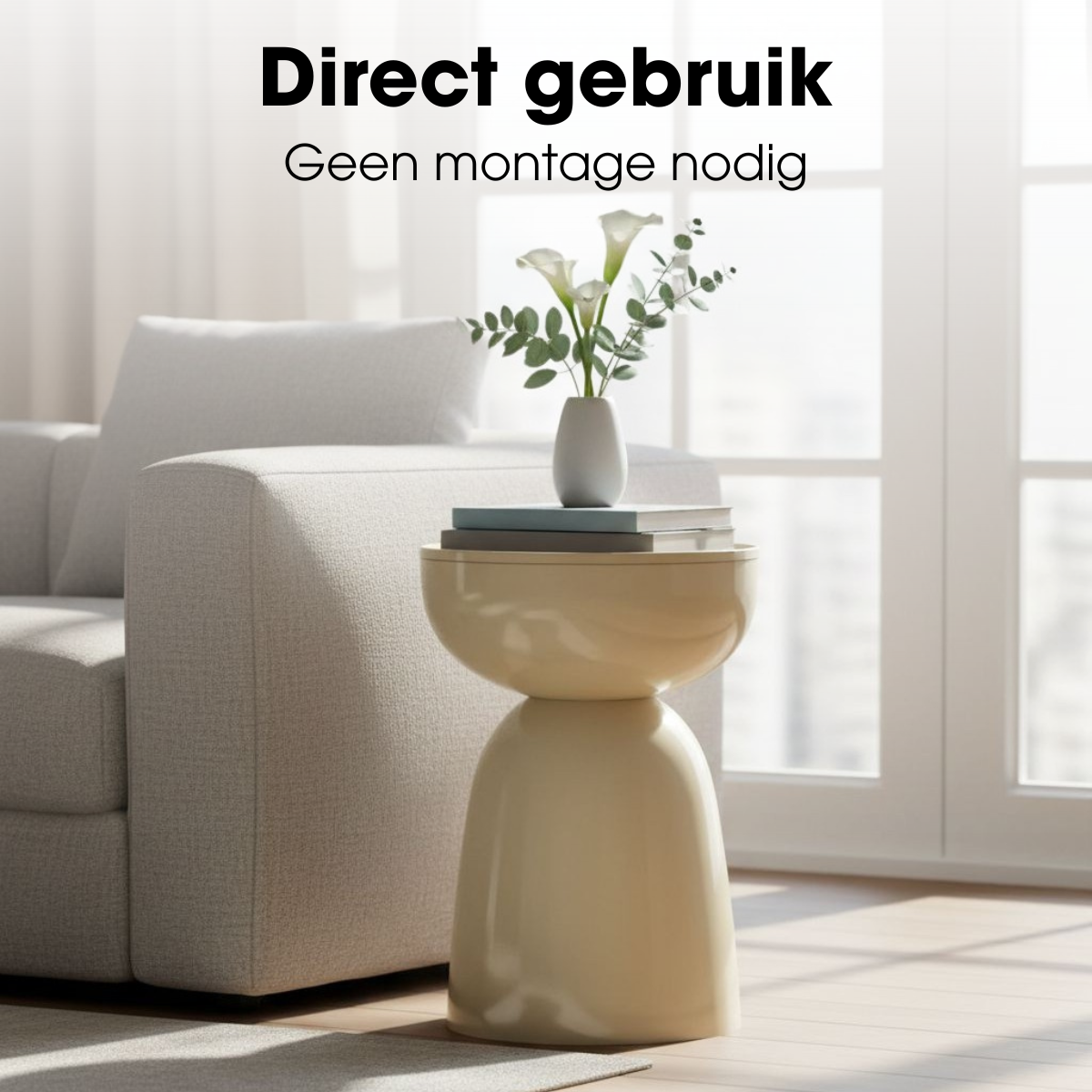 Elliot Bijzettafel - H45 X Ø32 Cm - Ijzer - Beige