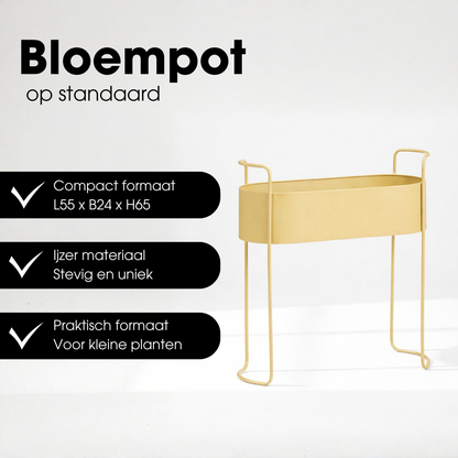 Moritz Bloempot Op Standaard - L55Xb24Xh65Cm -Ijzer  Beige