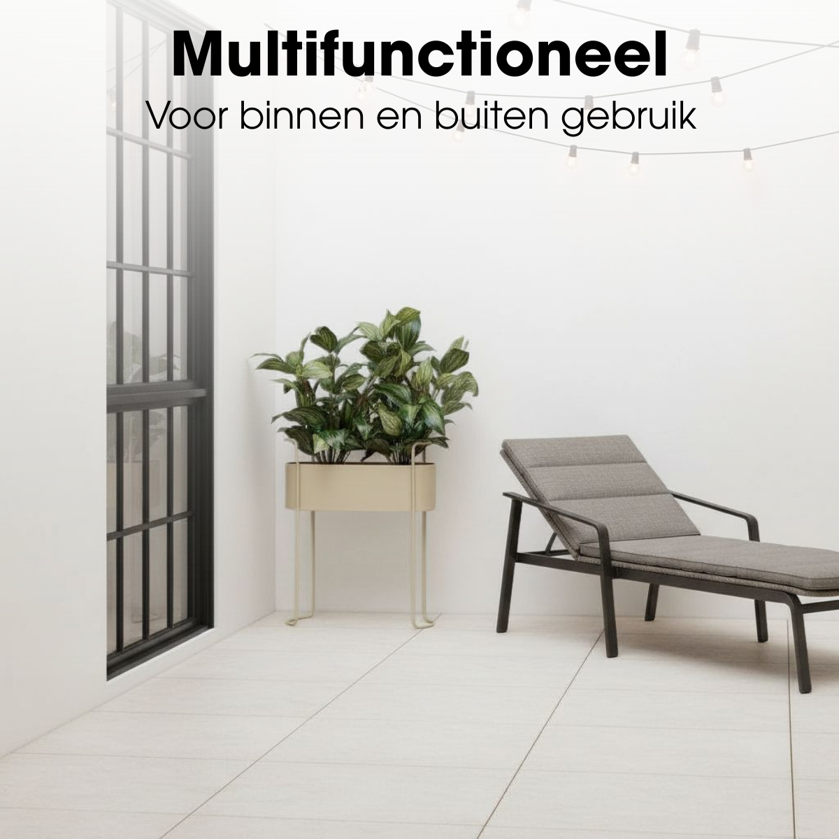 Moritz Bloempot Op Standaard - L55Xb24Xh65Cm -Ijzer  Beige