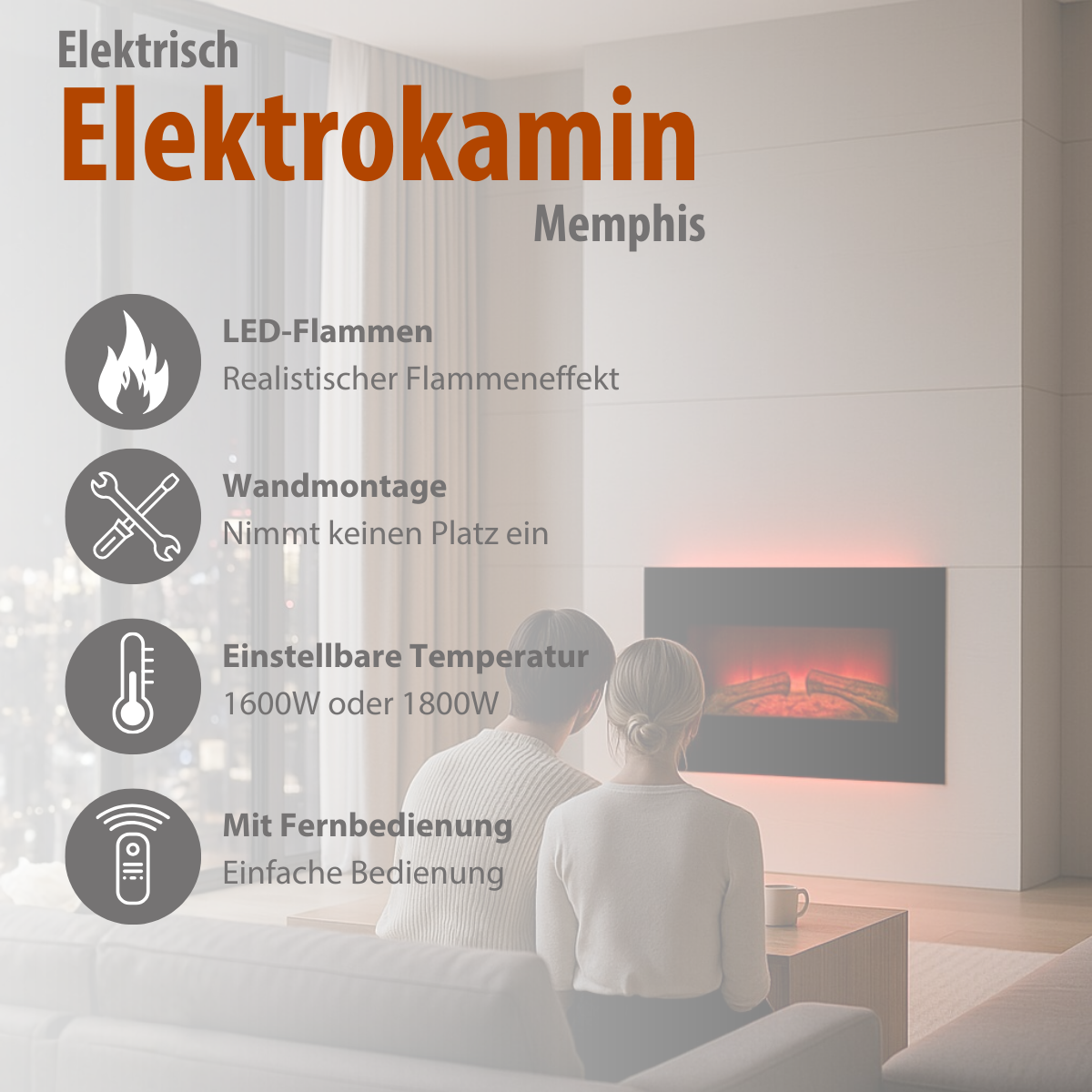 Heater Wall Memphis Led 80Cm