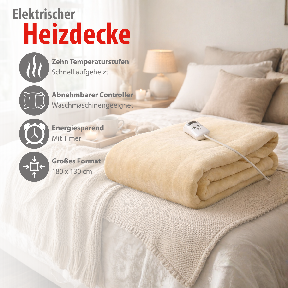 Blanket Heated Ivory 180W