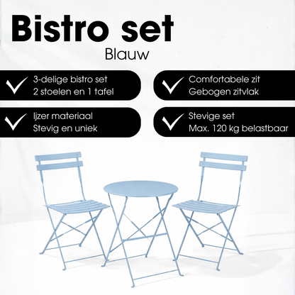 Laurence Bistroset Lichtblauw - 3-Delig