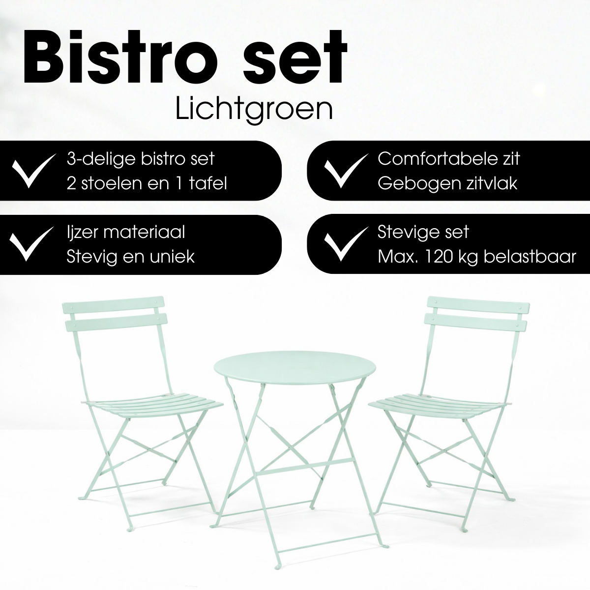 Laurence Bistroset Lichtgroen - 3-Delig