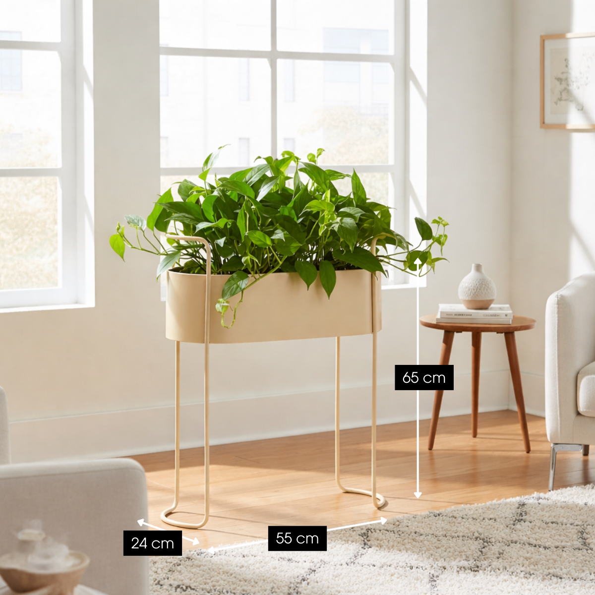 Moritz Bloempot Op Standaard Beige
