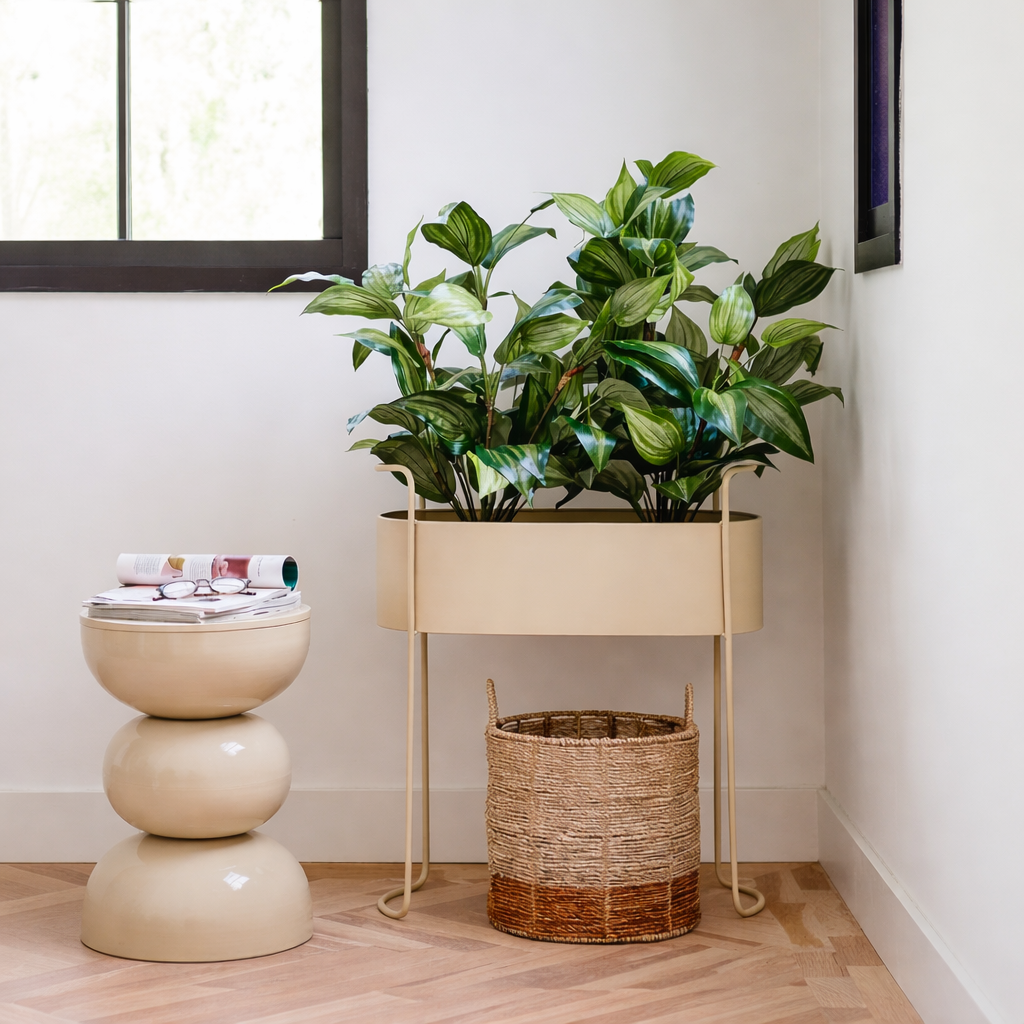 Moritz Bloempot Op Standaard Beige