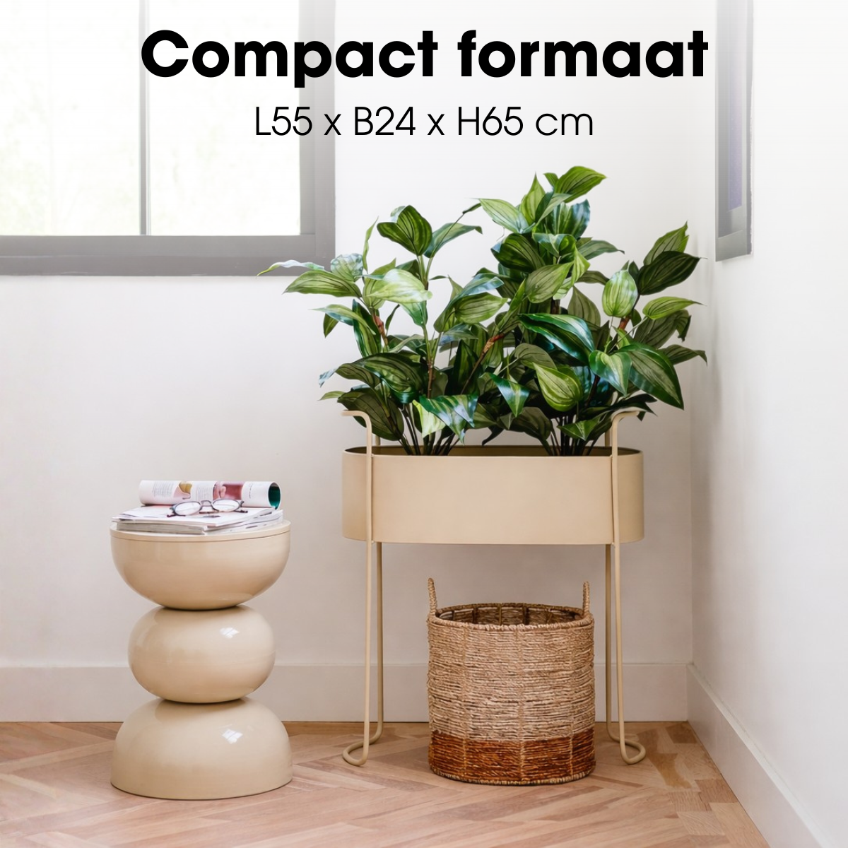 Moritz Bloempot Op Standaard Beige