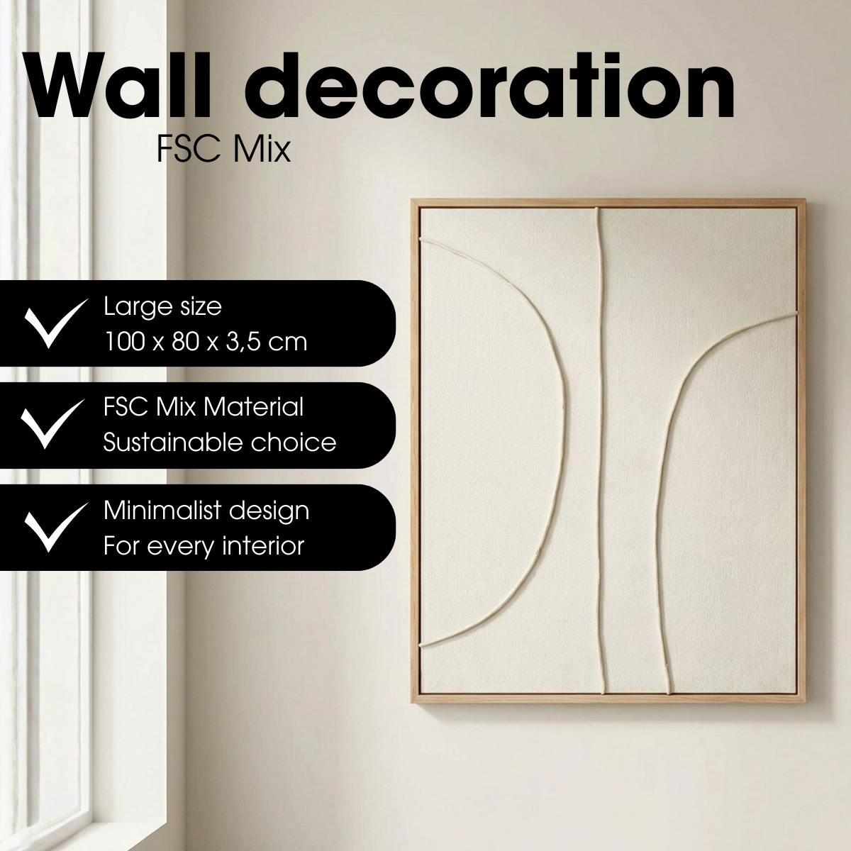 Wanddecoratie Beige Fsc 100%