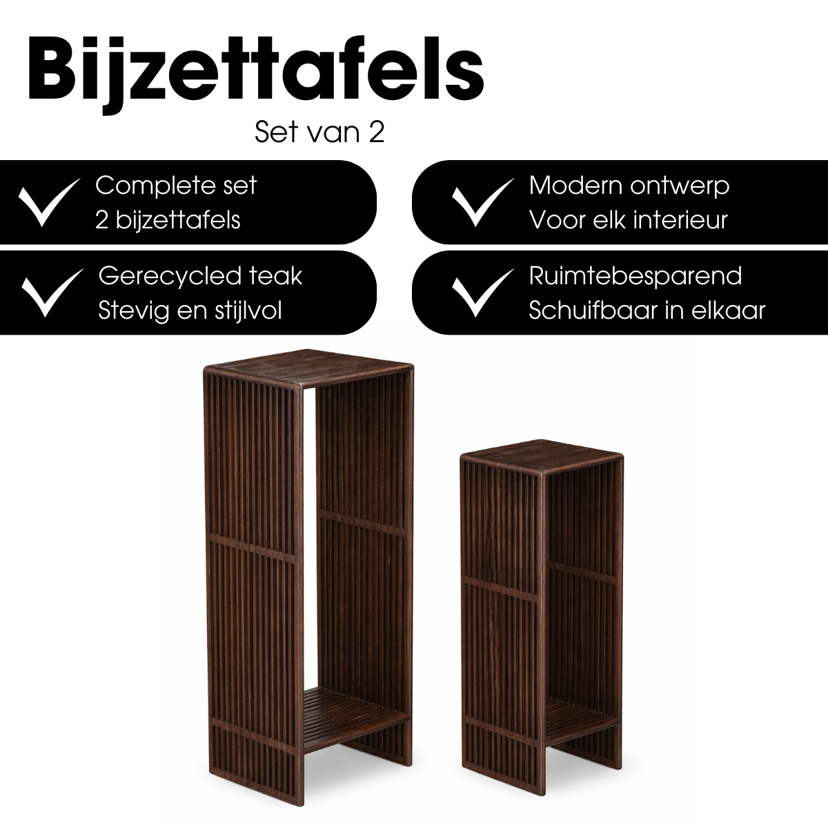 Gian Bijzettafel Donkerbruin Set Van 2