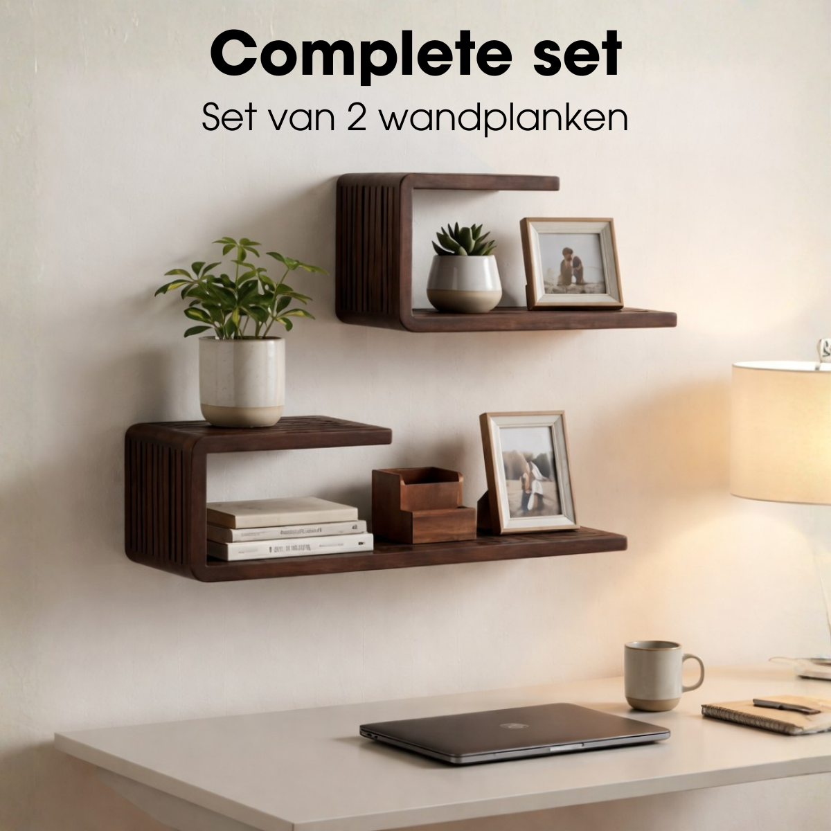 Josha Wandplank Donkerbruin Set Van 2