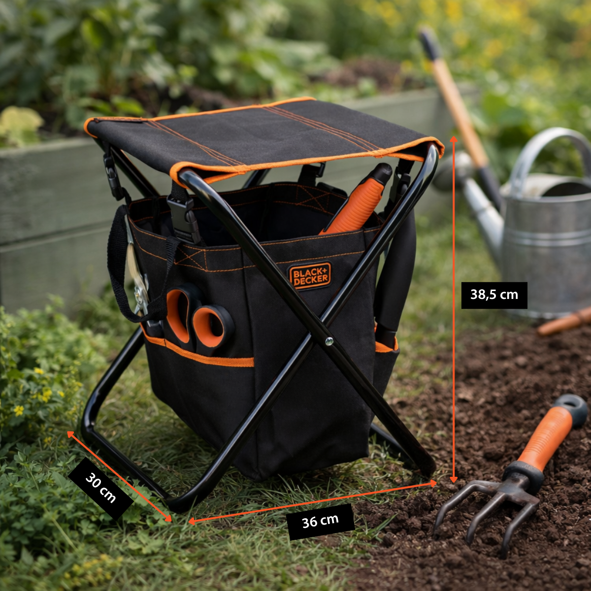 Garden Stool With Tool Bag