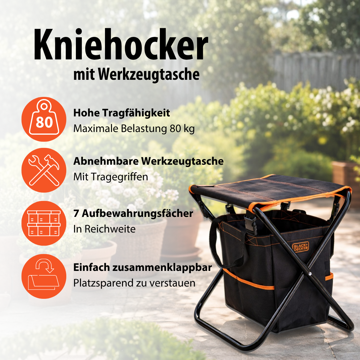 Garden Stool With Tool Bag