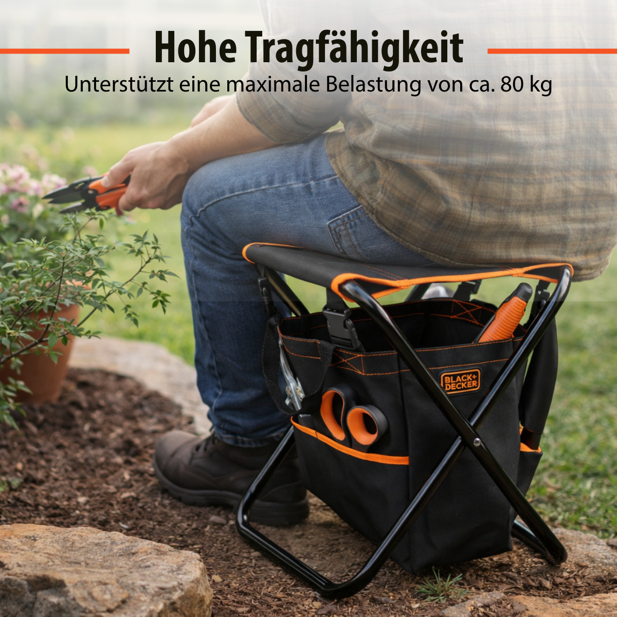 Garden Stool With Tool Bag