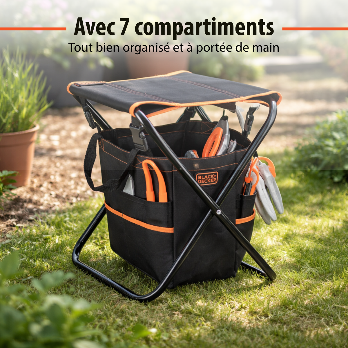Garden Stool With Tool Bag
