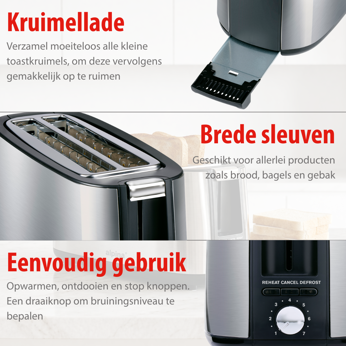 Toaster 38X14,4X17,2Cm 1604Gr 1400W