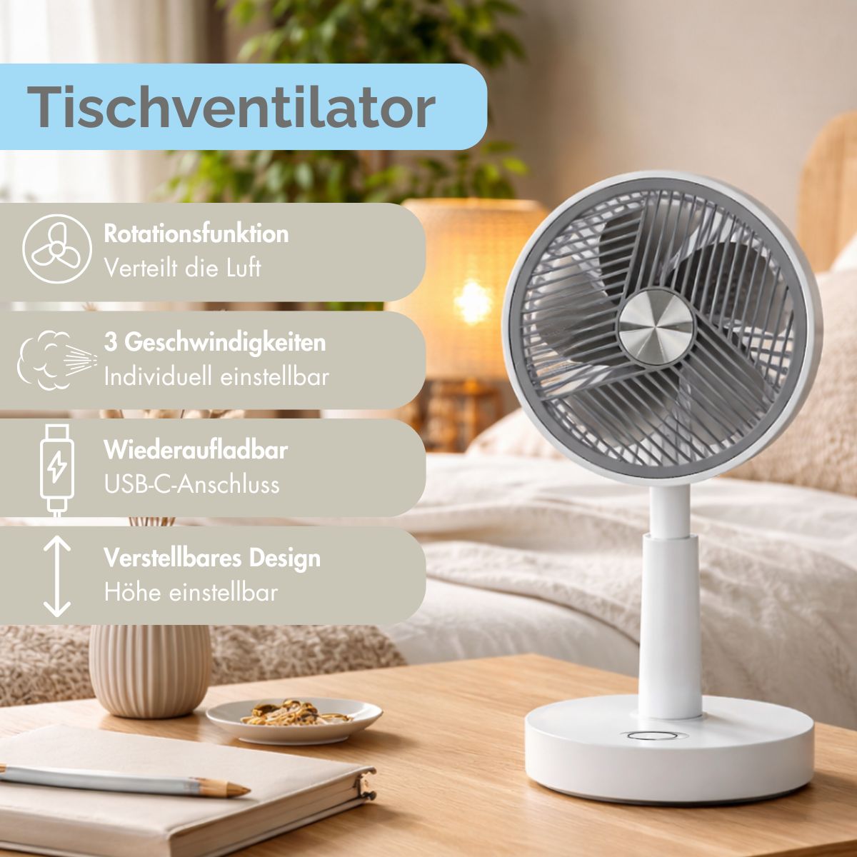 Fan Table Usb 1200Mah
