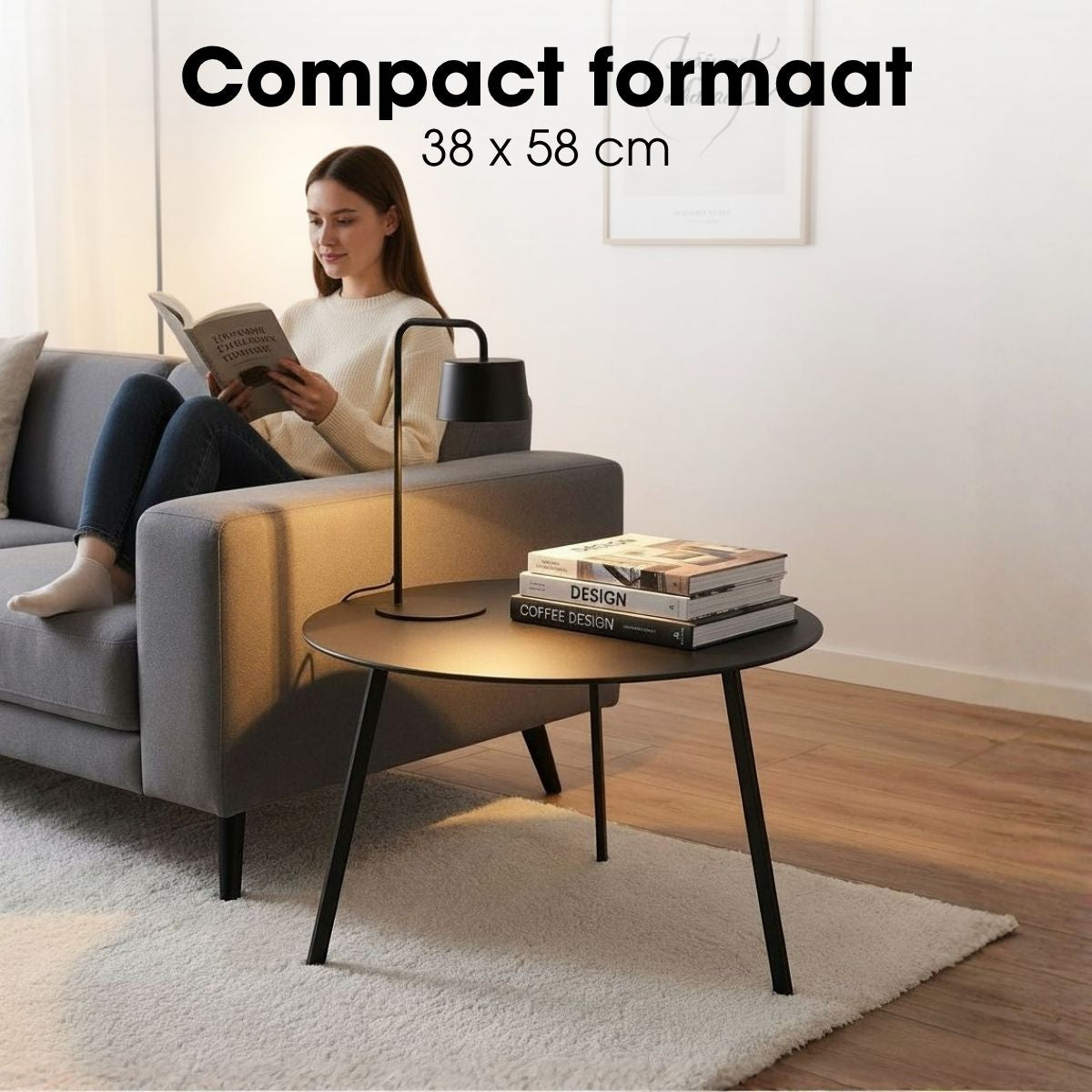 Seatle Side Table Black - H38Xd58Cm