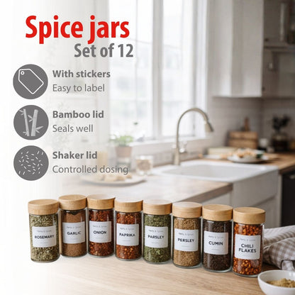 Spice Jar With Bamboo Lid 12Pc